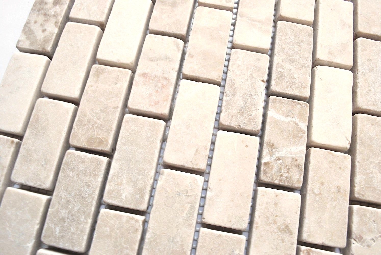1×2 Botticino Tumbled Aged Marble Mosaic Tile Backsplash Wall Kitchen Bath