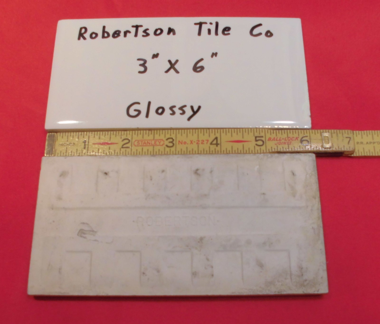 1 pc. Vintage *White* Subway Glossy Ceramic Tile 3″ X 6-1/16″ Robertson Co. NOS