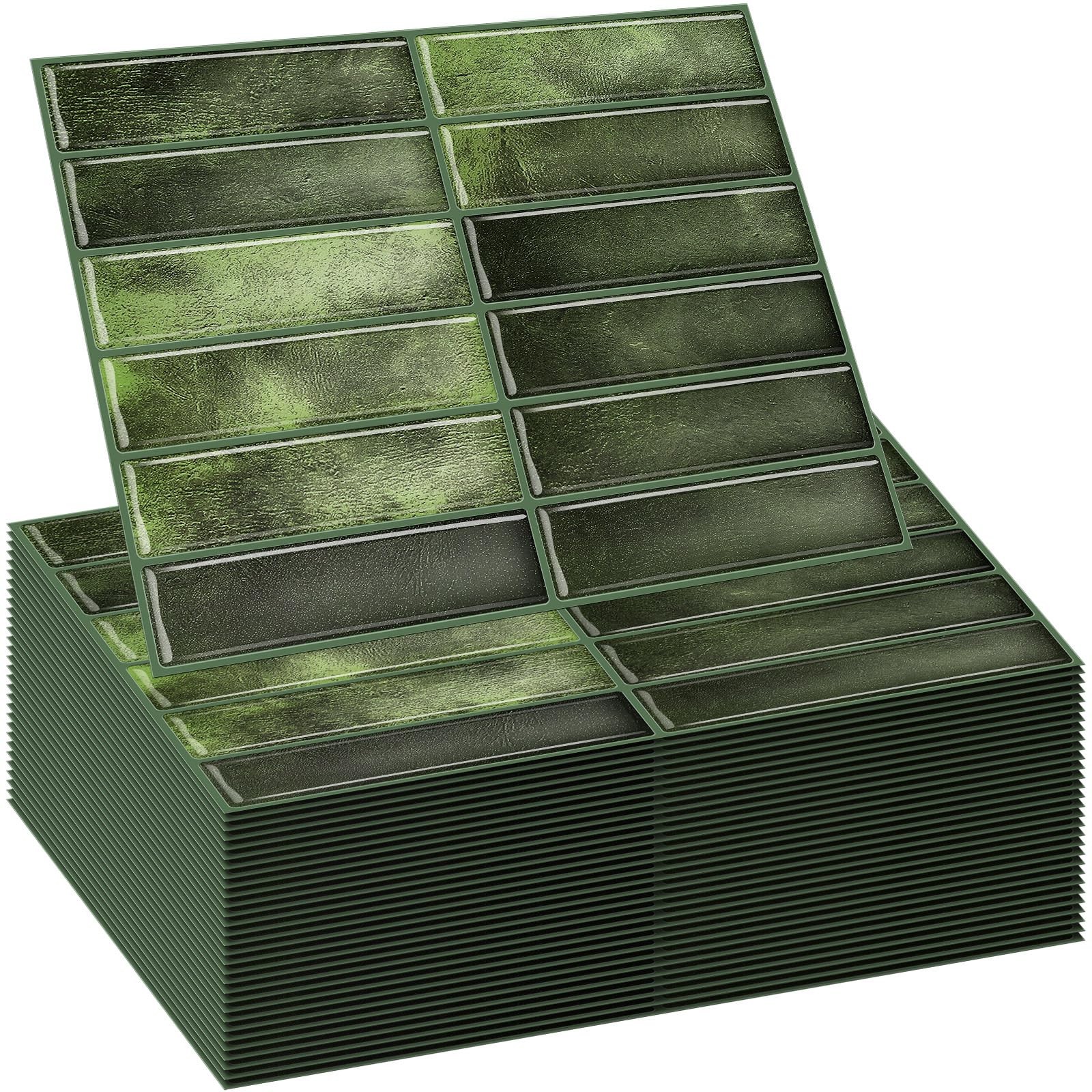 Drydiet 10 Sheets Tile Peel and Stick Backsplash 11.43 x 9 inches, Green