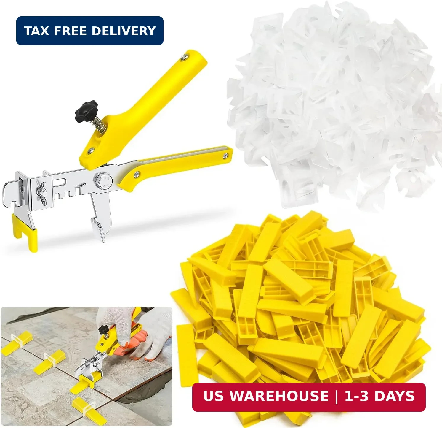 Tile Leveling System 1/8″Kit, 600pcs Tile Leveler Spacers Clips+200pcs Reusable