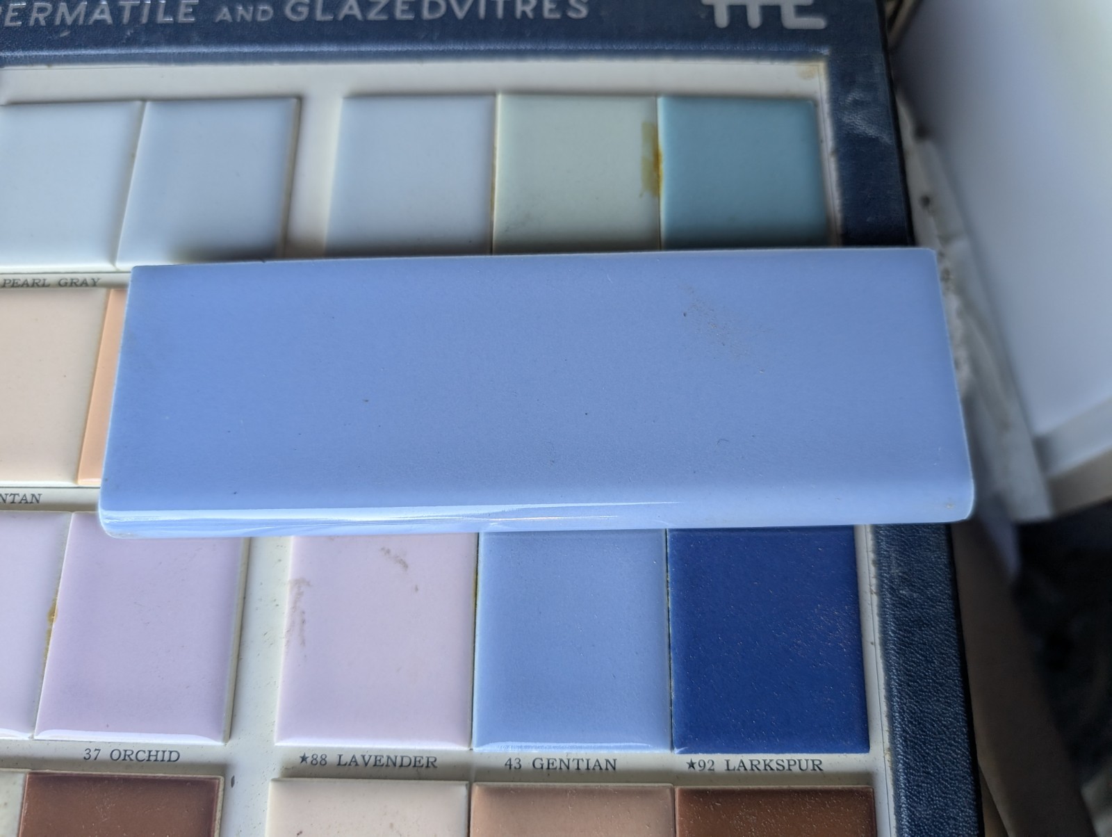 1 pc of American Encaustic Ceramic Tile Bullnose 2×6″ #43 Gentian S4269 S4200