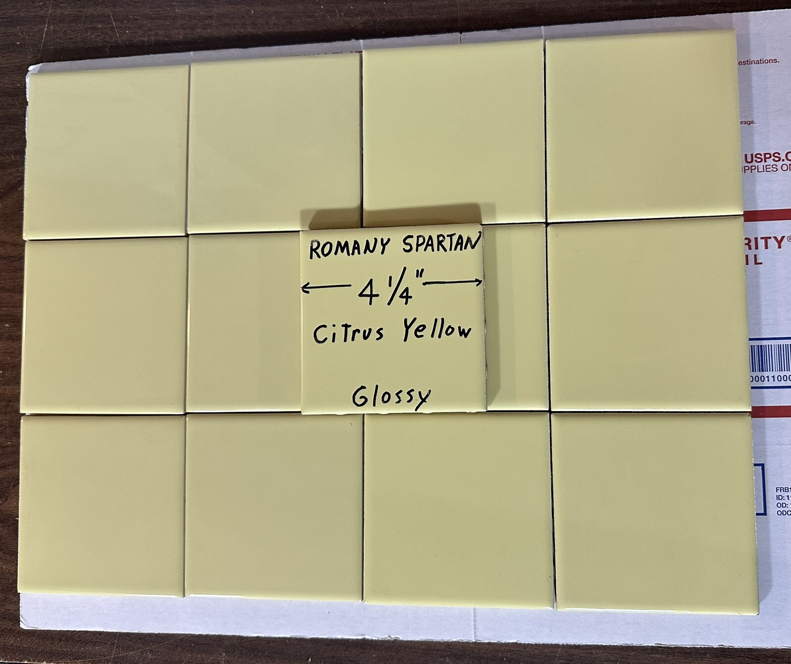 1pc. *Citrus Yellow * 4-1/4″ Glossy Ceramic Tile by Romany Co. Made 1940’s -50’s