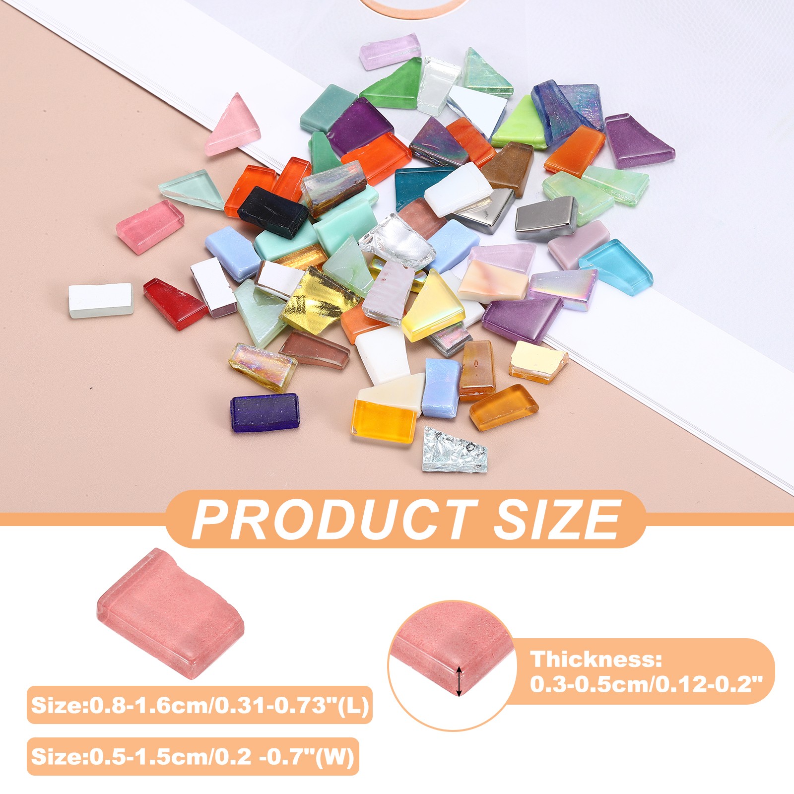Irregular Glass Mosaic Tiles, 300G/0.7LB Stained Glass Sheets, Pink Series
