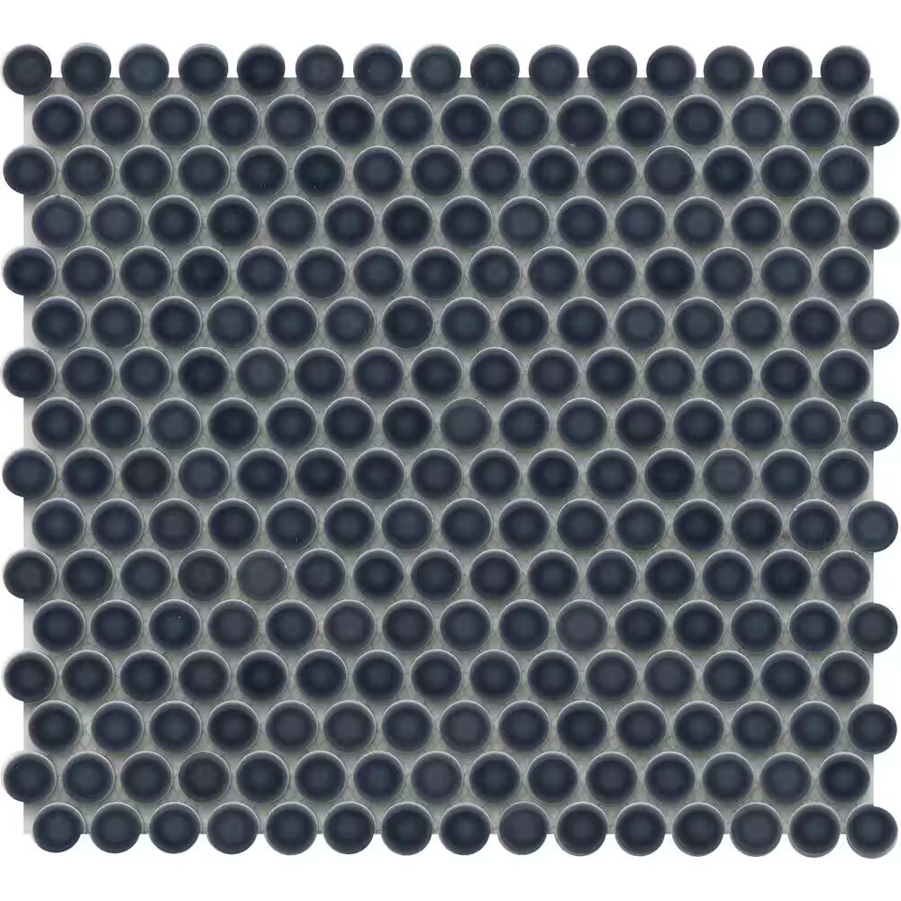 Savvy Navy 11 In. X 12 In. Penny Glossy Porcelain Mosaic Floor and Wall Tile (0.