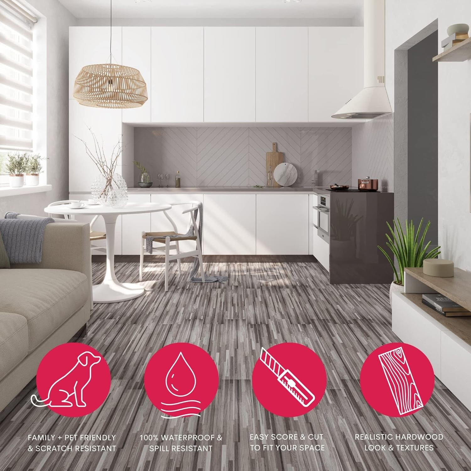 Luxury Vinyl Floor Tiles | Peel & Stick Adhesive Flooring for DIY Installatio…