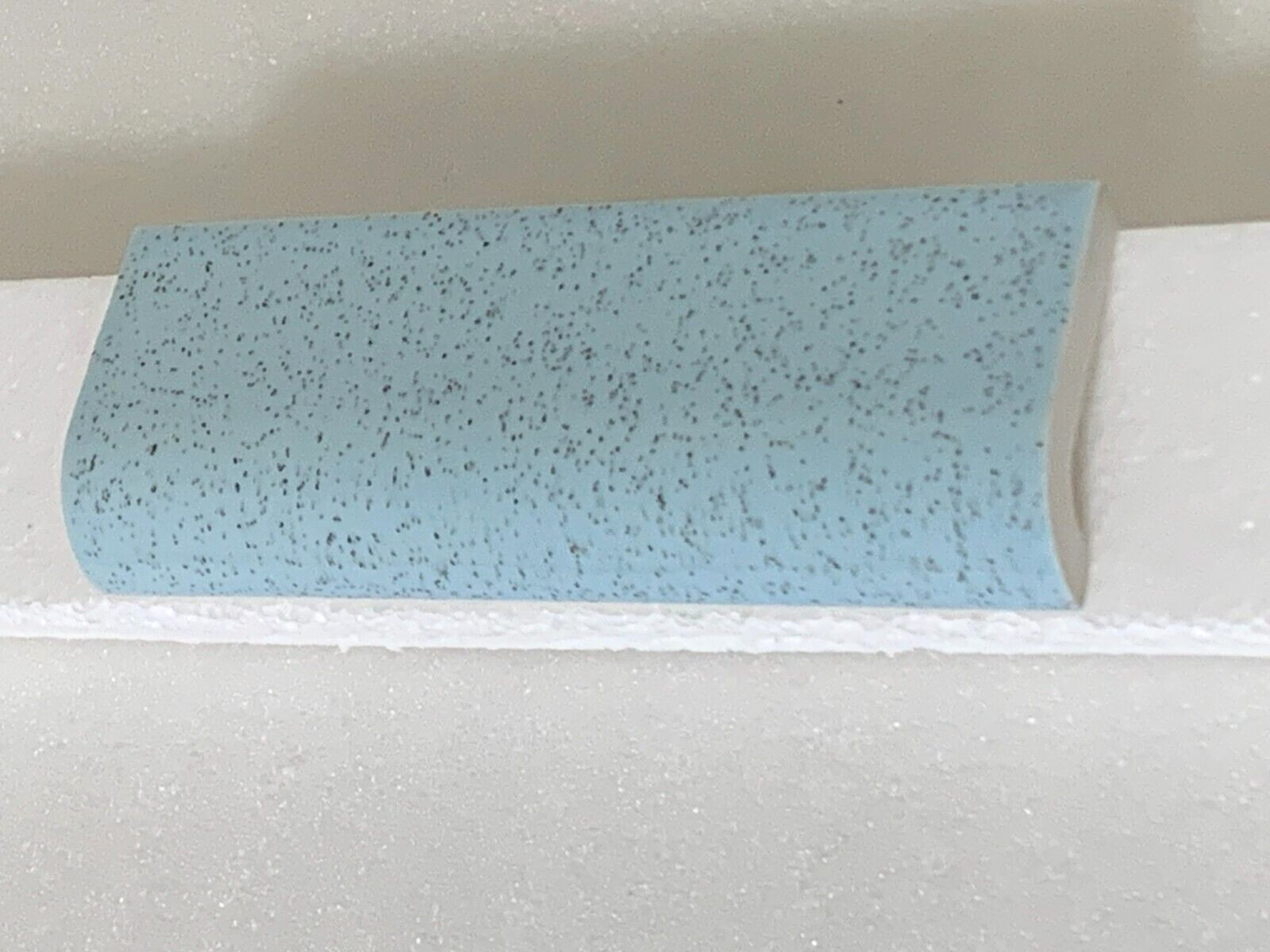 Vintage Stylon ceramic tile Stardust Blue/Speckled Black 2″ x 6″ Radius Bullnose