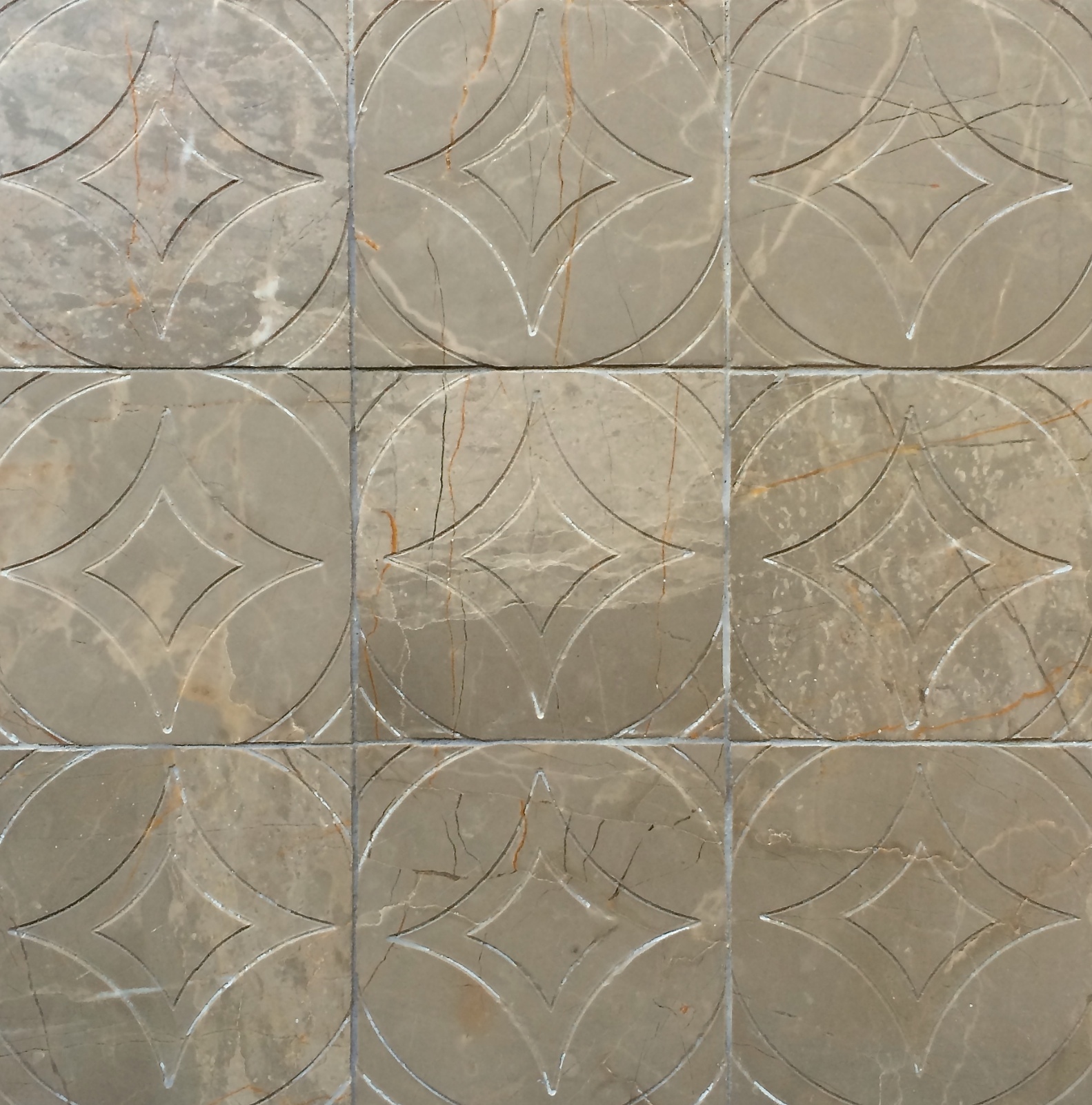Amber Brown 4×4 Circa Carved in Marble Stone Tile Backsplash Wall Kitchen Bath