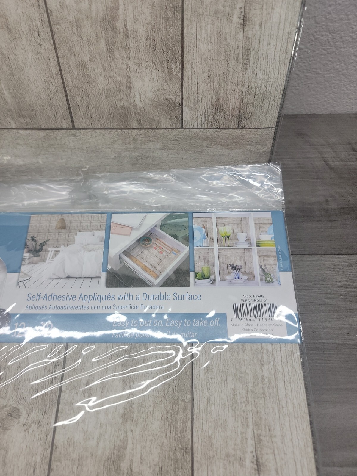 8 pack Contact Brand Deco Squares 12×12″ Vinyl 6 Pieces Per Pack Wood Gray