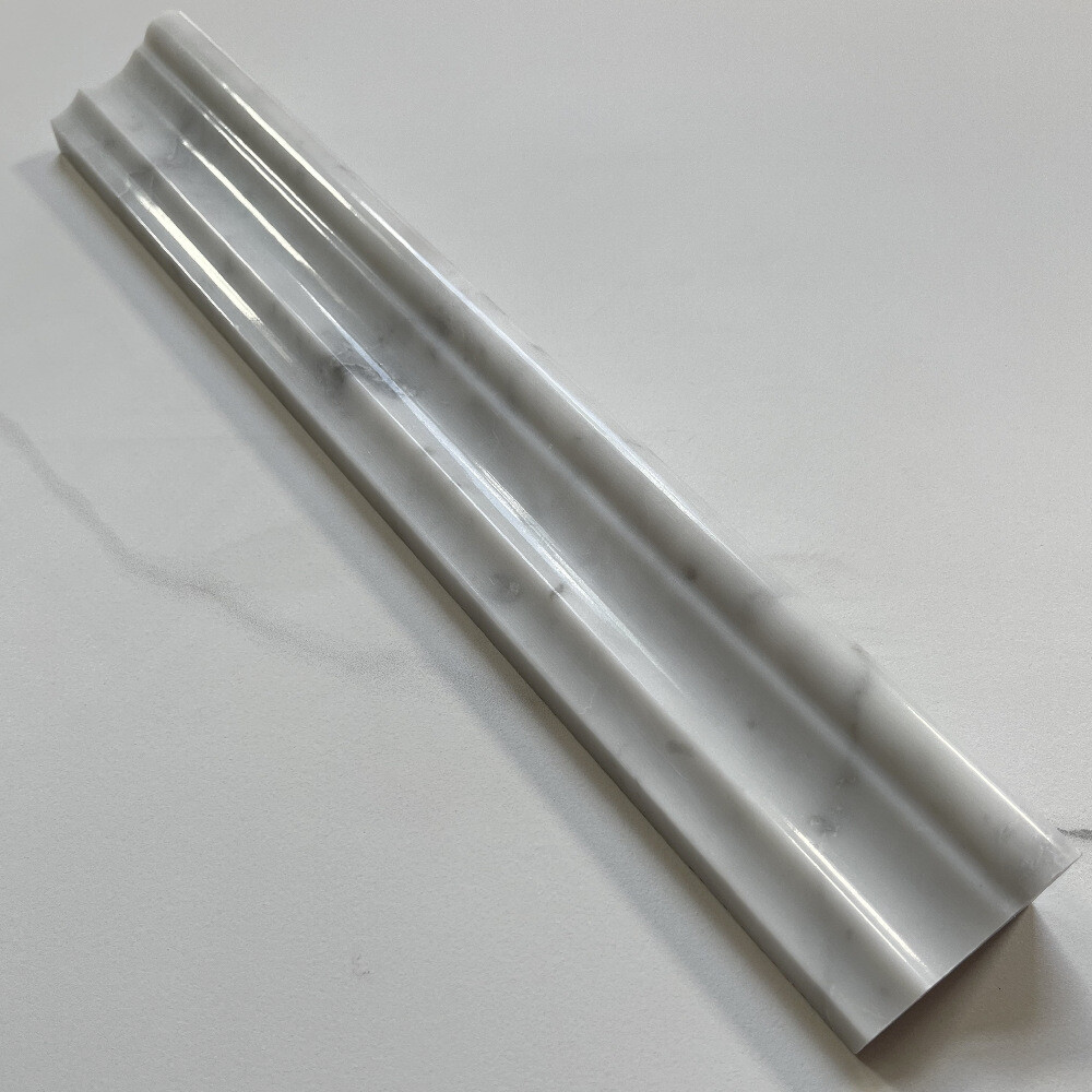 C13P Carrara Marble Venato Carrera Chair Rail Trim Molding Polished 2×12