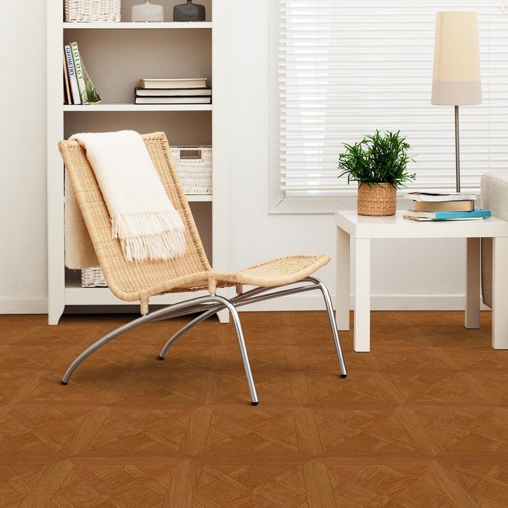Tivoli Self Adhesive Vinyl Floor Tiles, 45 Tiles – 12×12 Inch, Parquet Oak