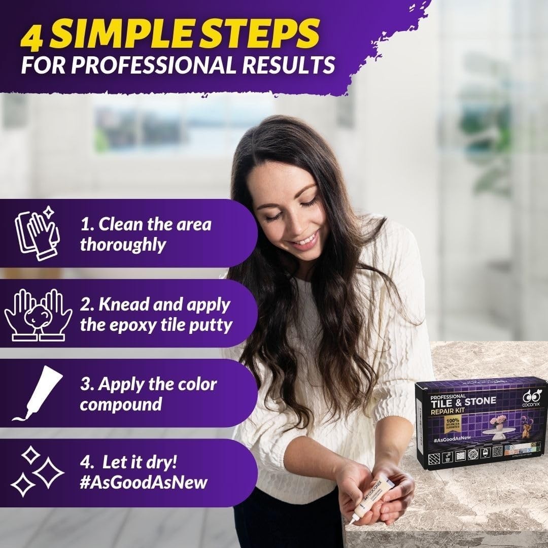 Porcelain Repair Kit – Tile Stone Repair Kit, Marble Repair Kit, Tub and Tile Re