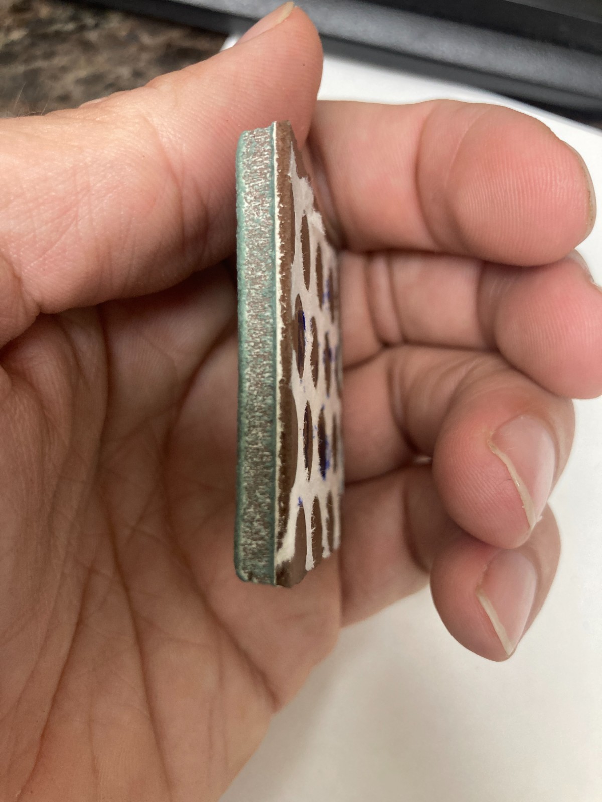2×2 Tile Textured Soft Sage Green Meshed Wall Ceramic C#I59-655 Sample