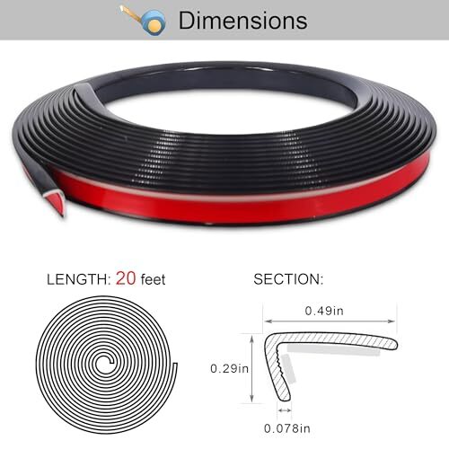 20ft Outside Vinyl Corner Trim Peel and Stick for Tile and Wall Edges, Black