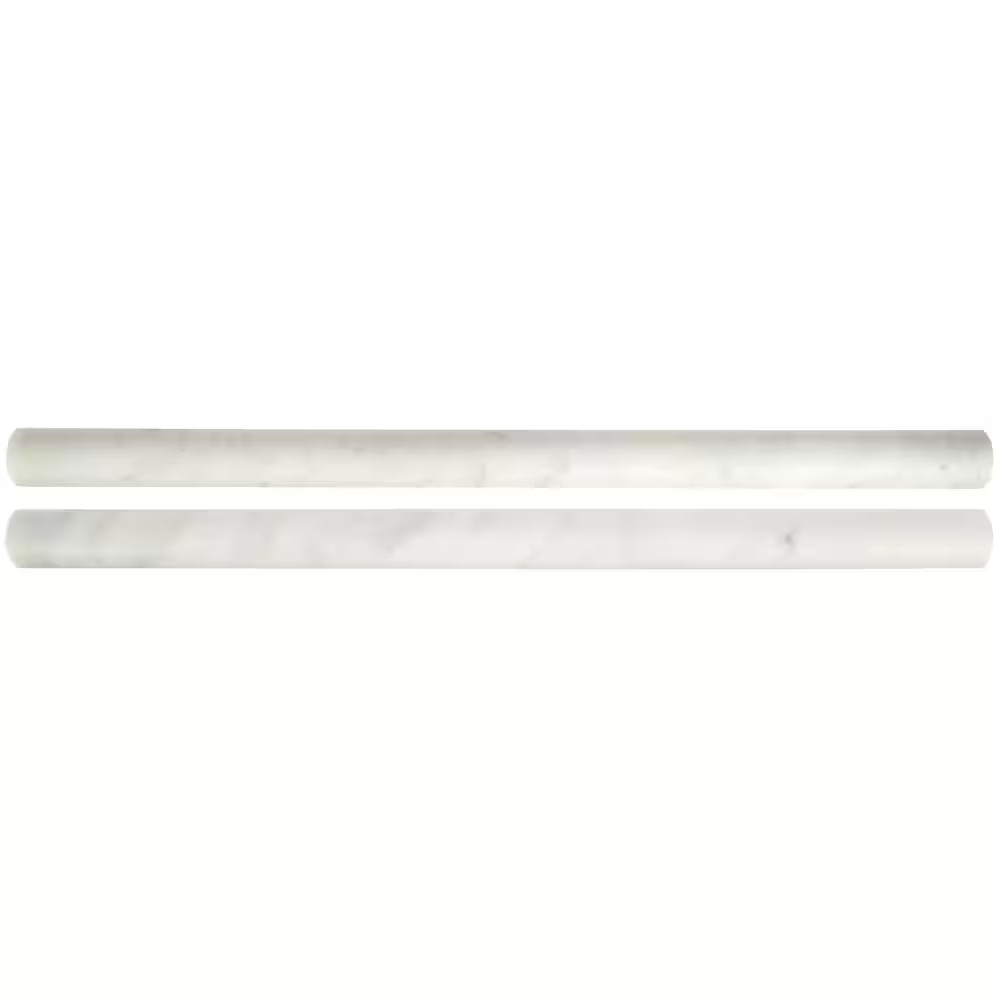 Carrara White Pencil Molding 3/4 In. X 12 In. Polished Marble Wall Tile (20 Lin.