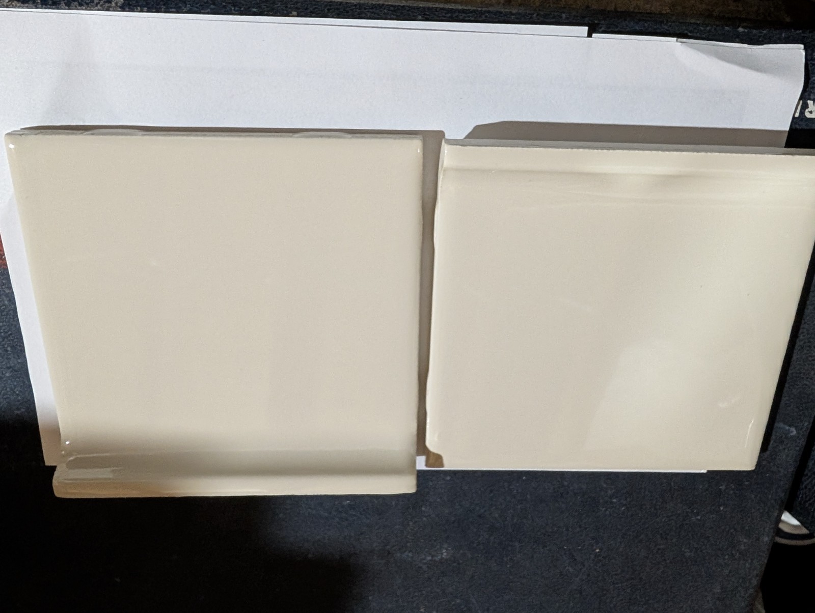 2 pcs NEW American Olean Gloss Almond #12 A3401 Ceramic Tile Cove base 4-1/4″