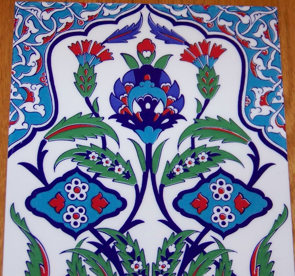 9 7/8″ x 15 3/4″ Turkish Iznik Floral Vase Pattern Ceramic Tile Mural