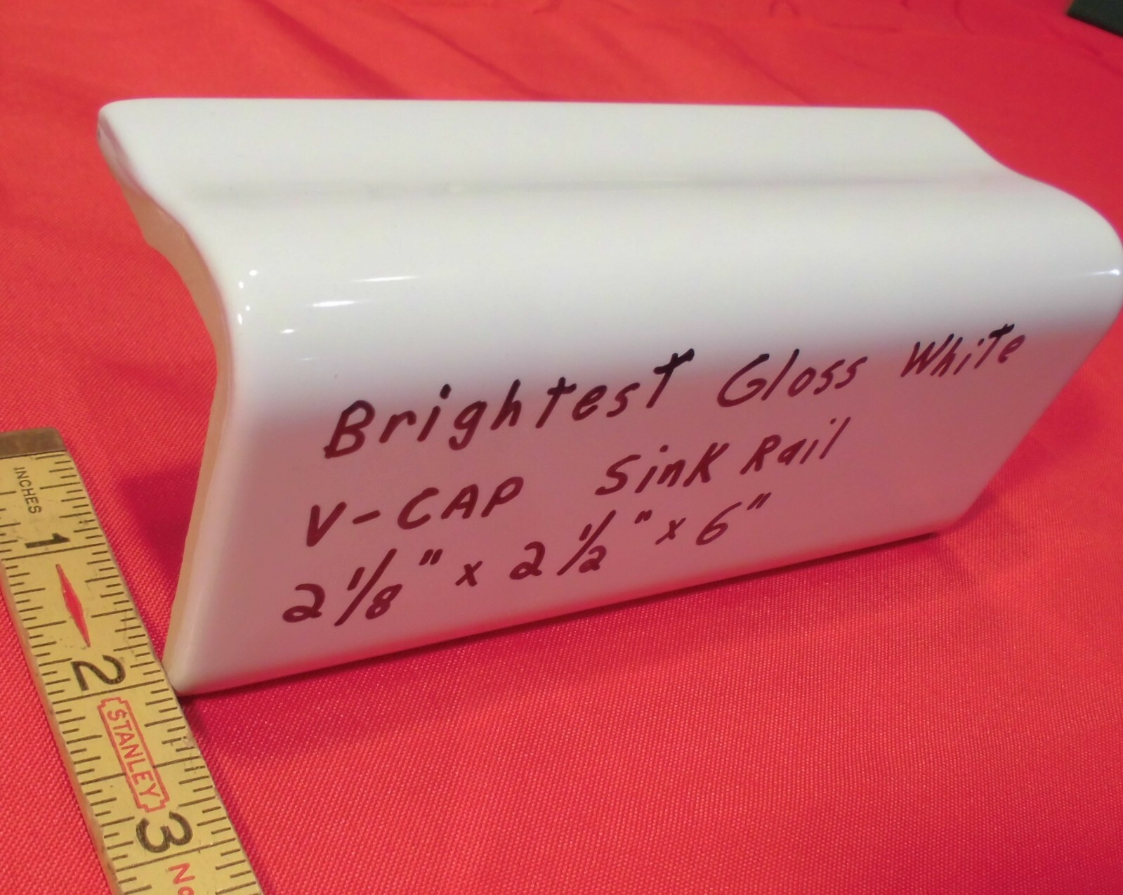 1 pc. “Brightest Gloss White” V Cap; Ceramic Trim Tile; Counter Top Edging: NEW