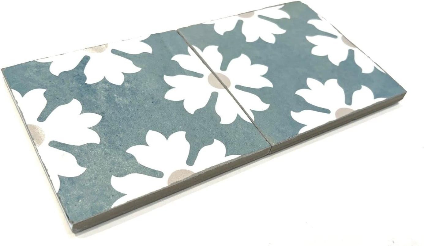 4.5×4.5 Mallorca Collection Turquoise Pattern 1 Porcelain Floor Wall Pool Tile