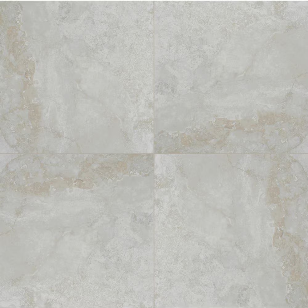 Argento Travertino 2 Cm. X 24 In. X 24 In. Matte Porcelain Stone Look Paver Tile