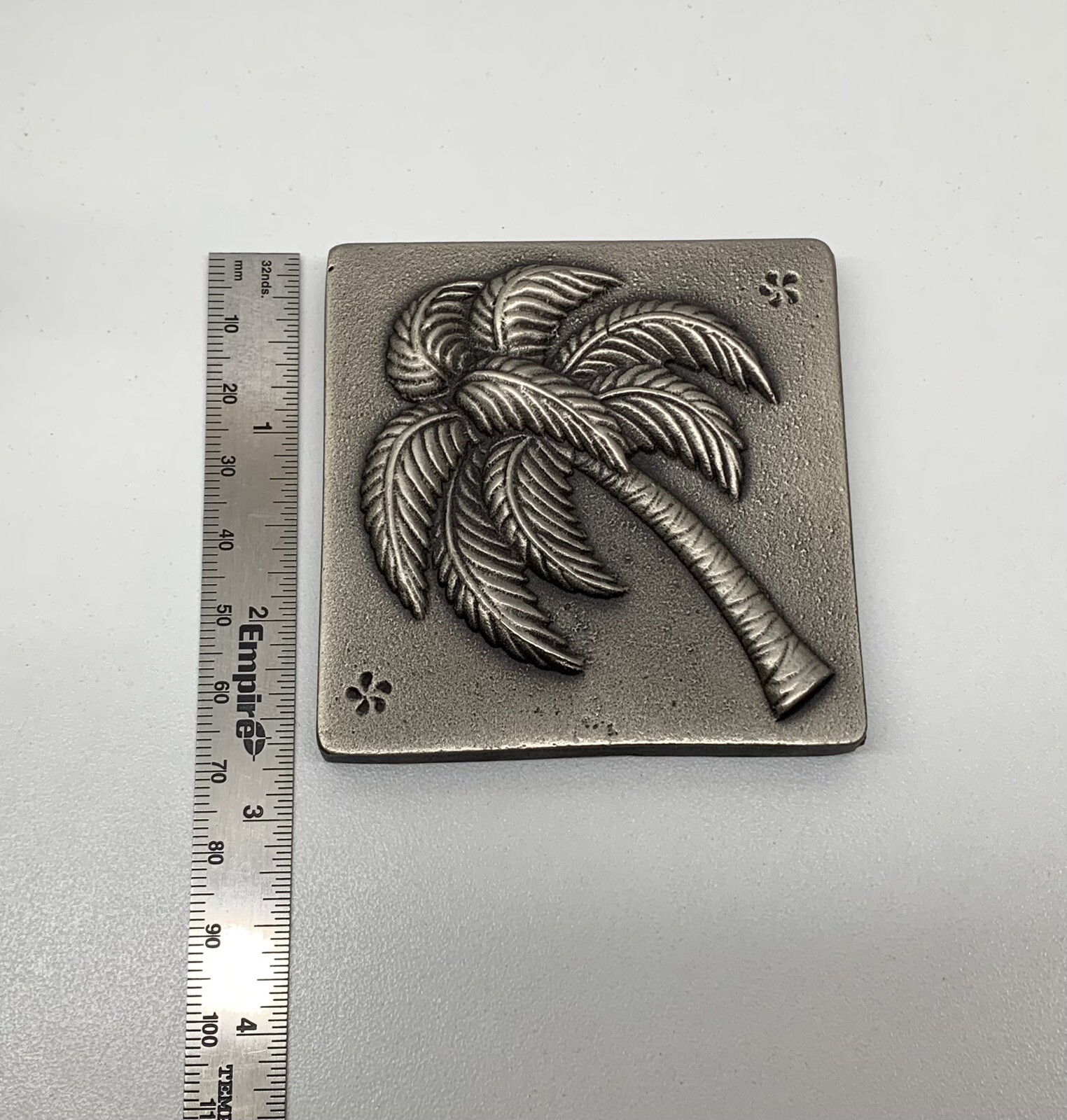 Saint Gaudens 2002 Metal Palm Tree Decorative Tile 2-3/4”