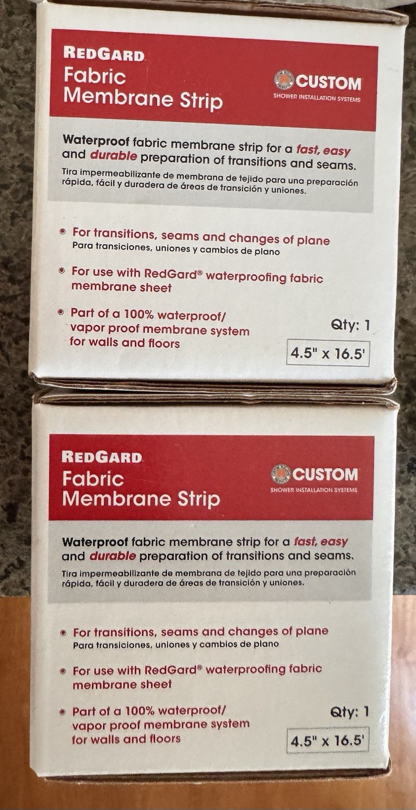 RedGard Fabric Membrane Strip 4.5″ x 16.5′. (2 Brand New Boxes)