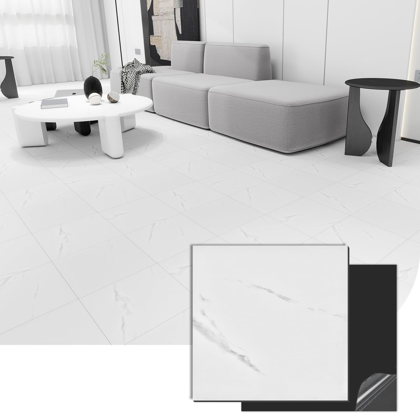 20-Pack 12″x12″ Marble Peel and Stick Floor Tiles Waterproof Self Adhesive Vi…