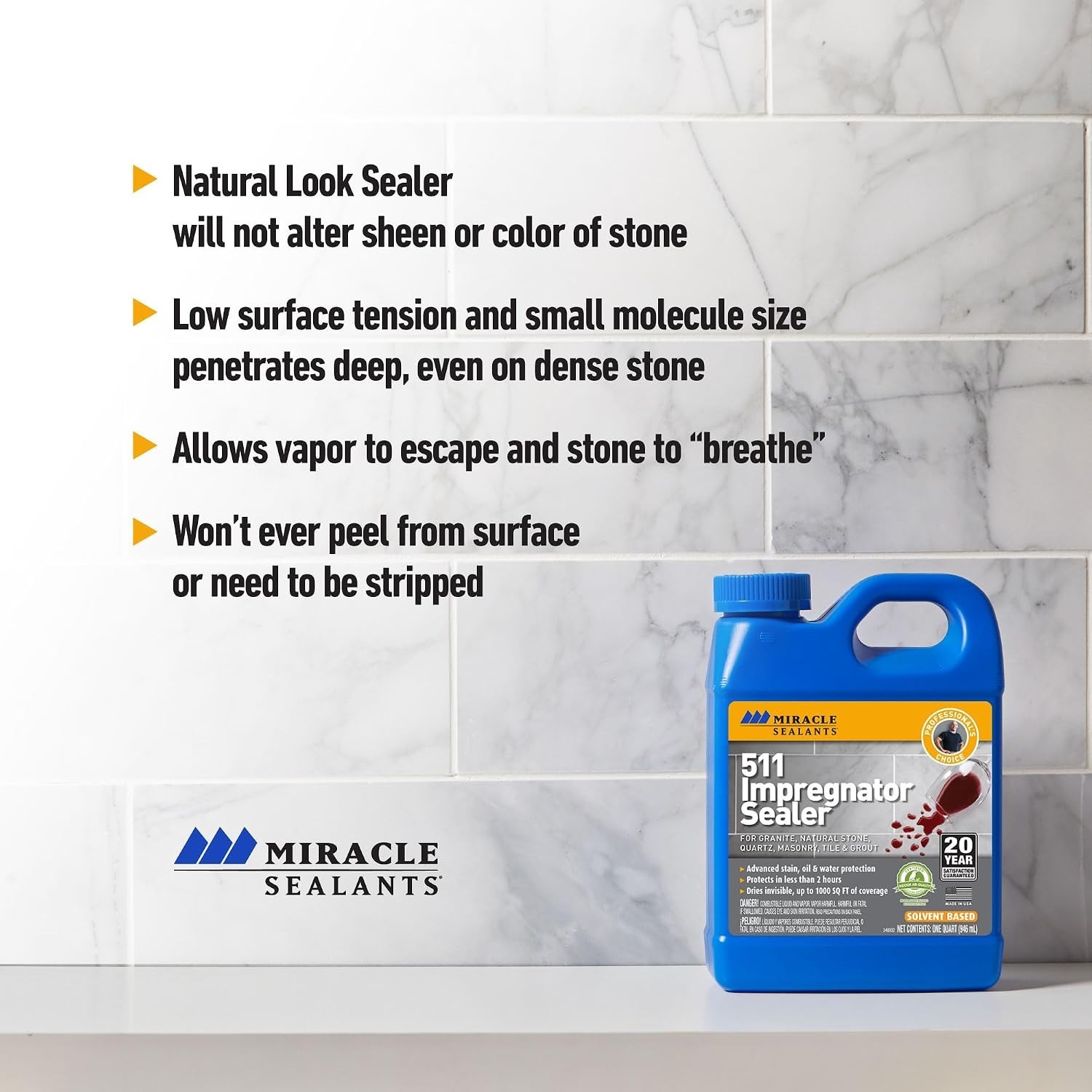 16 Oz 511 Impregnator: All-Surface Sealer for Tiles & Grout, Waterproof Barrier