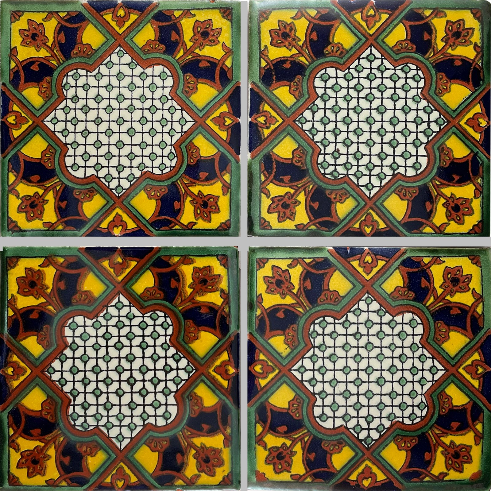 2″ x 2″ 36 pcs Azteca Mexican Clay Tile Handmade Talavera Backsplash Mosaic