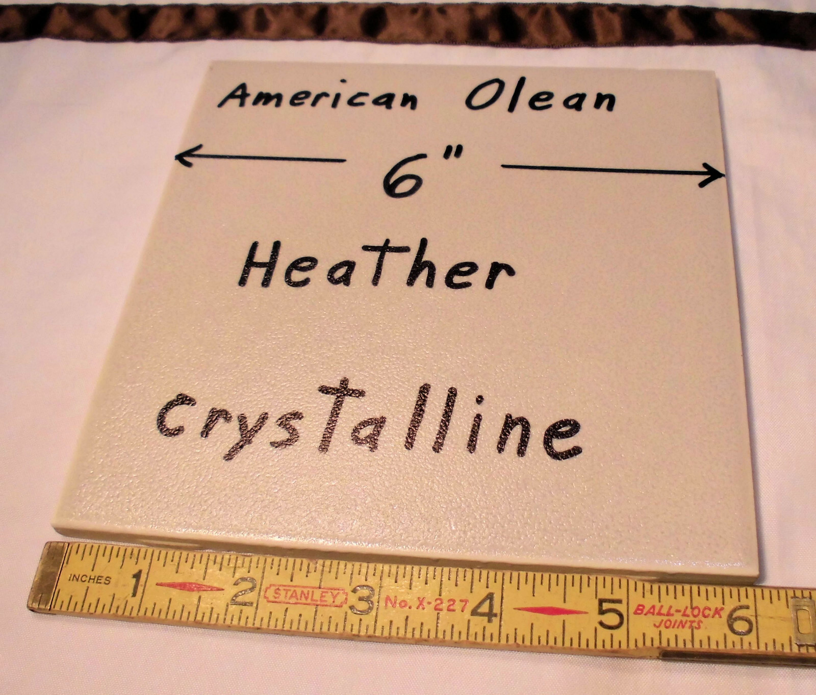 1 pc. 6″ Ceramic Tile Crystalline *Heather -Off White* by American Olean; NOS