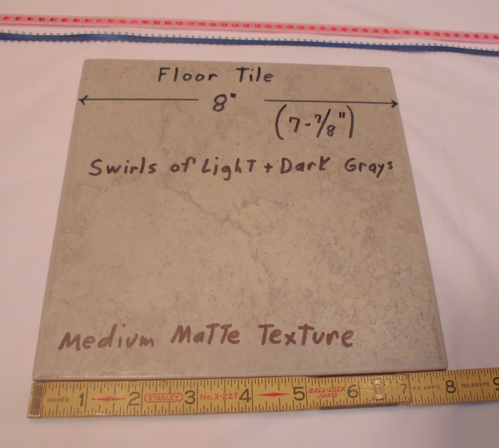1 pc. Porcelain/Ceramic 8″ Floor Tile; Light & Dark Grays; Medium Textured NEW