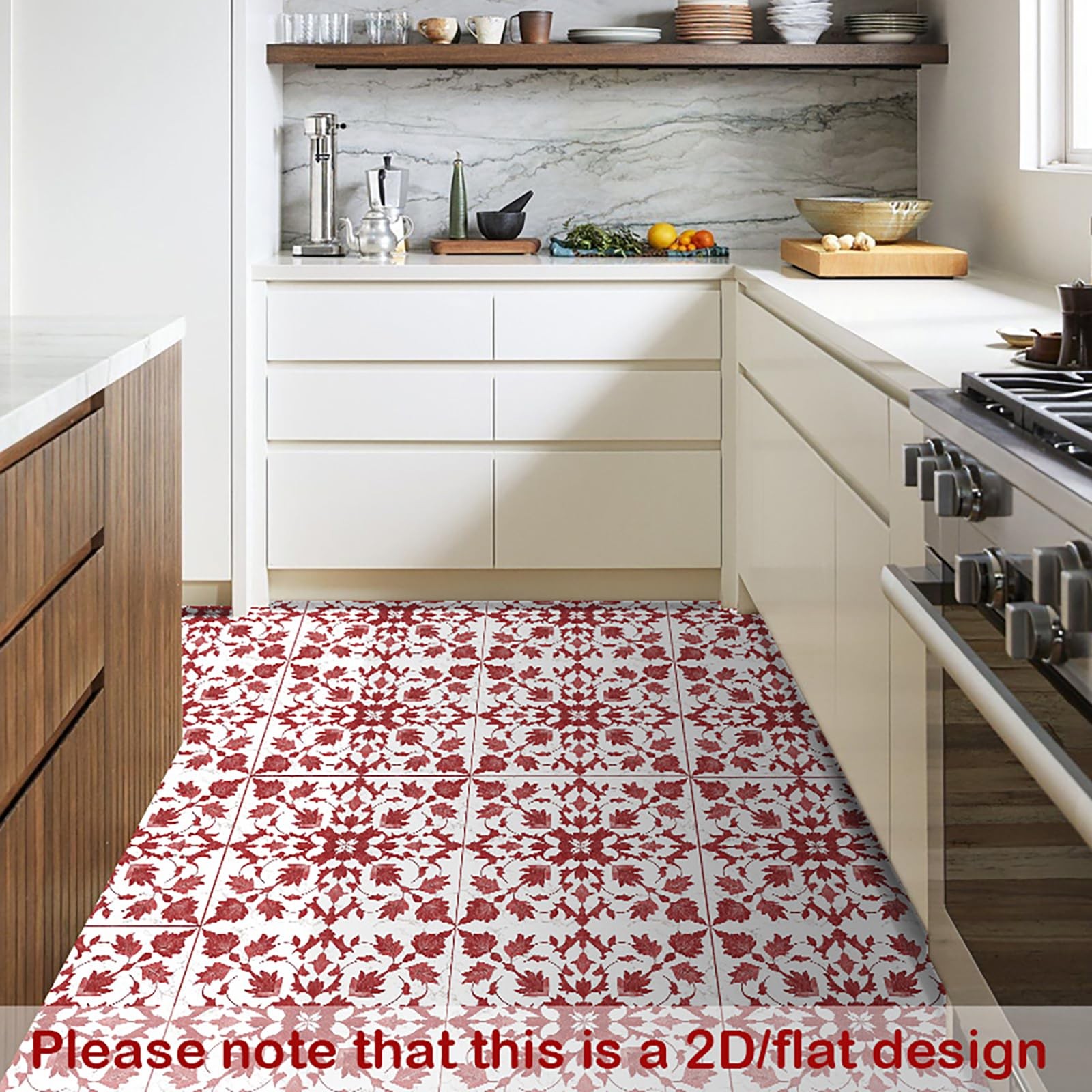 10 PCS Red Leaf Floral Pattern Peel And Stick Vinyl Floor Tiles 11.8×11.8 Inch