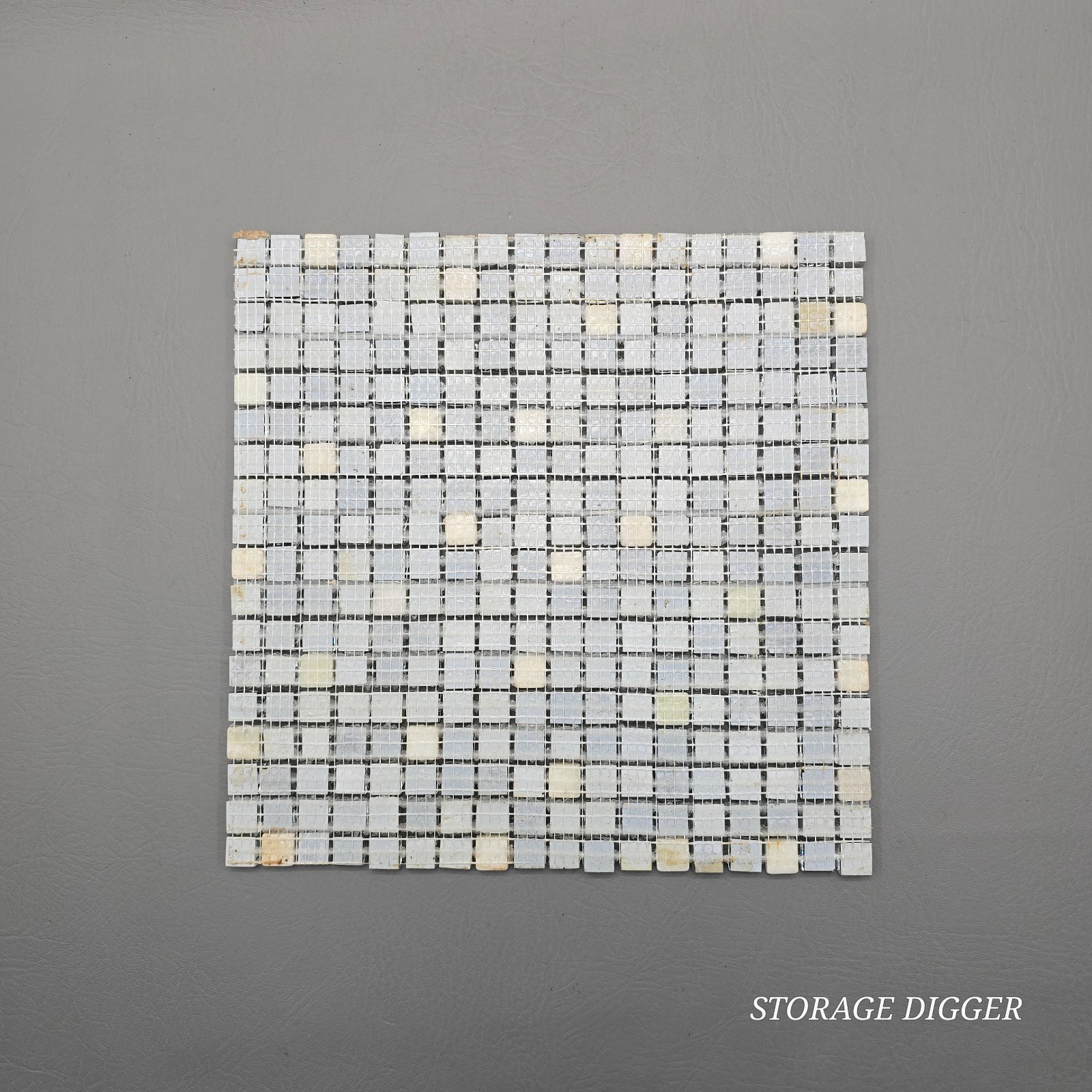 Light Green Mix Glossy Glass Mosaic Tile 1″x1″ Stacked Mesh Mounted Set of 7