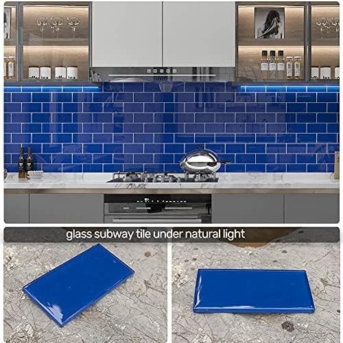 32 Glass Subway Tile 3 x 6 ” Cobalt Blue for Kitchen Backsplash Bathroom Wall