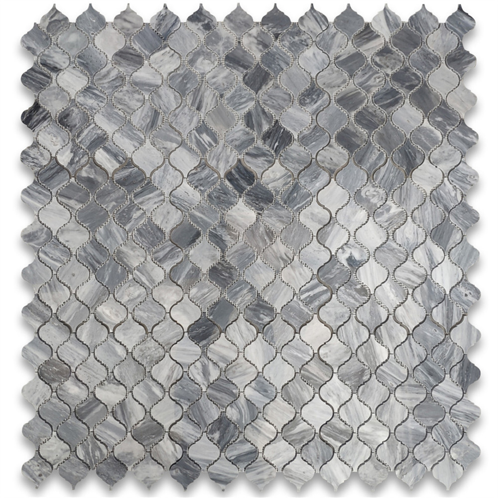 K892XH Arabesque Baroque Bardiglio Gray Marble Medium Lantern Tile Polished