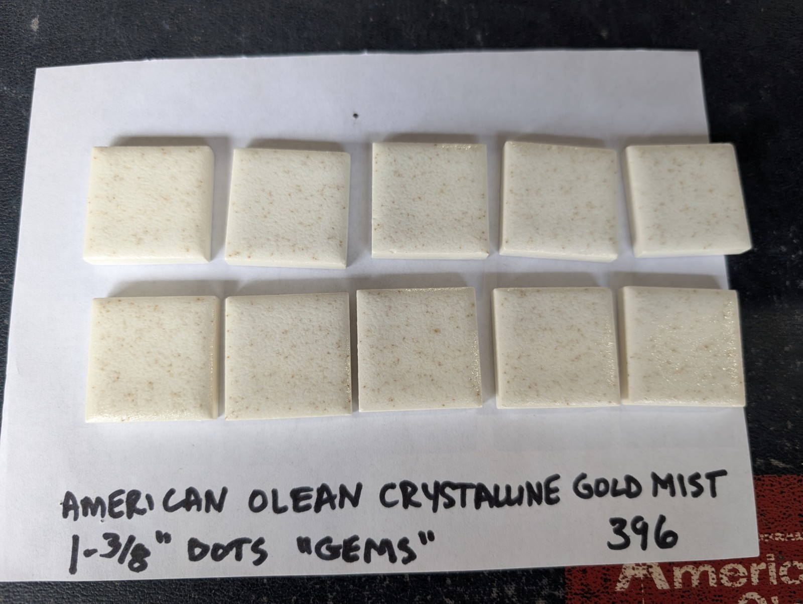 10 pcs American Olean 396 Crystalline Gold Mist 1-3/8″ ceramic tile Dots NOS