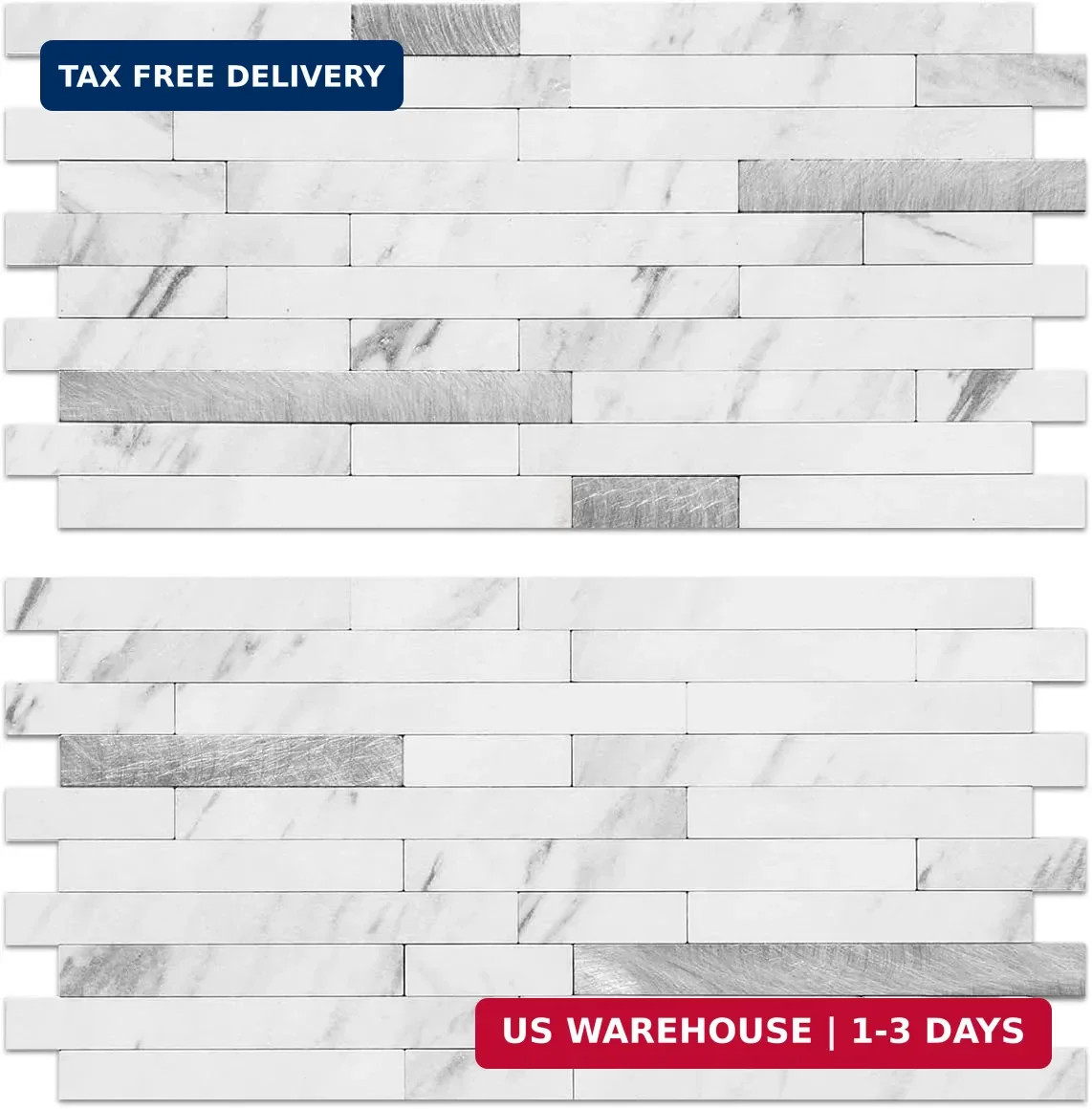 AULIGET 20 Sheets Faux Stone Peel and Stick Backsplash, White Marble Look PVC Wa