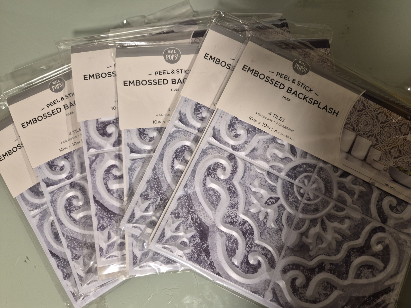 wall pops peel & stick embossed backsplash 6 Pack With 4 In Each