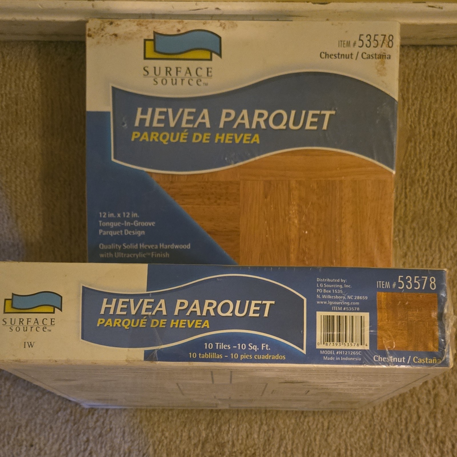 Surface Source Hevea Parquet 12×12 T&G Ultracrylic Low Gloss 10 sq ft 53578