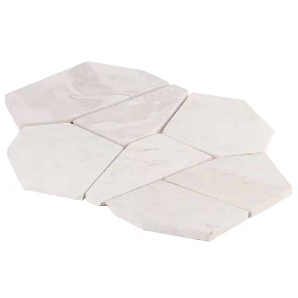 Countryside Organica White 11.81 In. X 19.68 In. Honed Marble Mosaic Floor and W