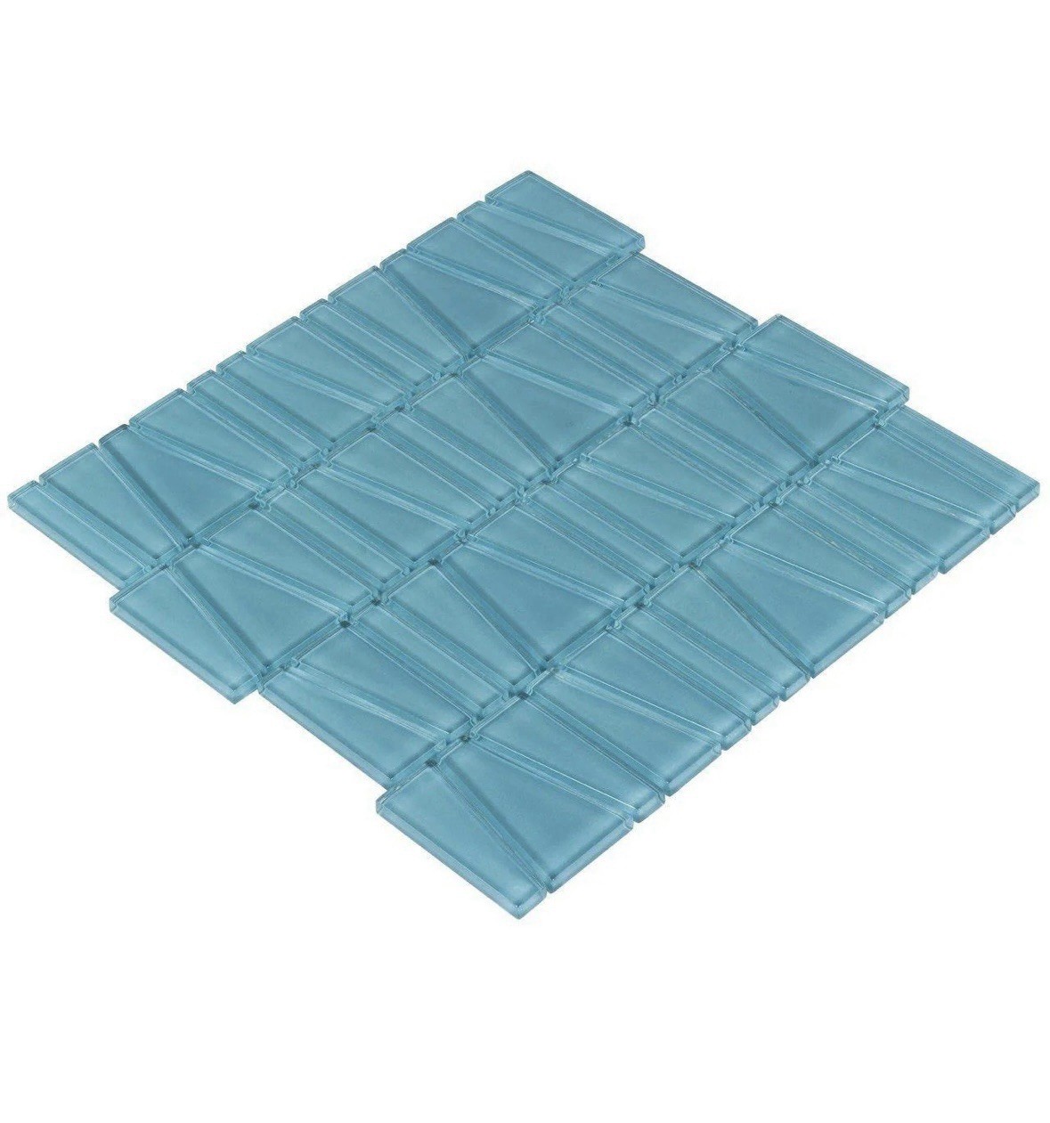 Modern Trapezoid Turquoise Glossy Glass Mosaic Tile MTO0162