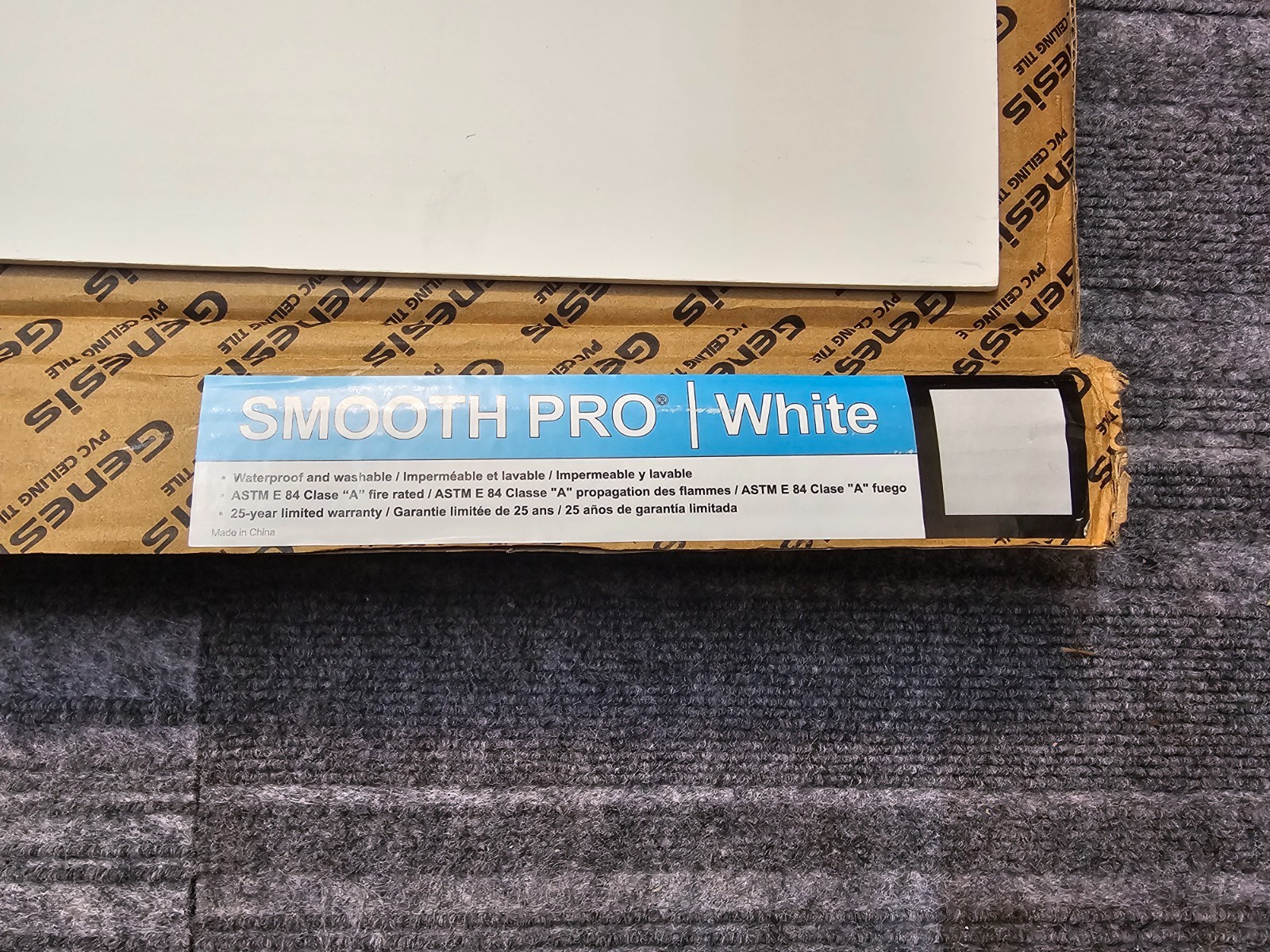 (QTY 12)Genesis Smooth Pro PVC Ceiling Tile Waterproof Washable 2’L X 2’W White