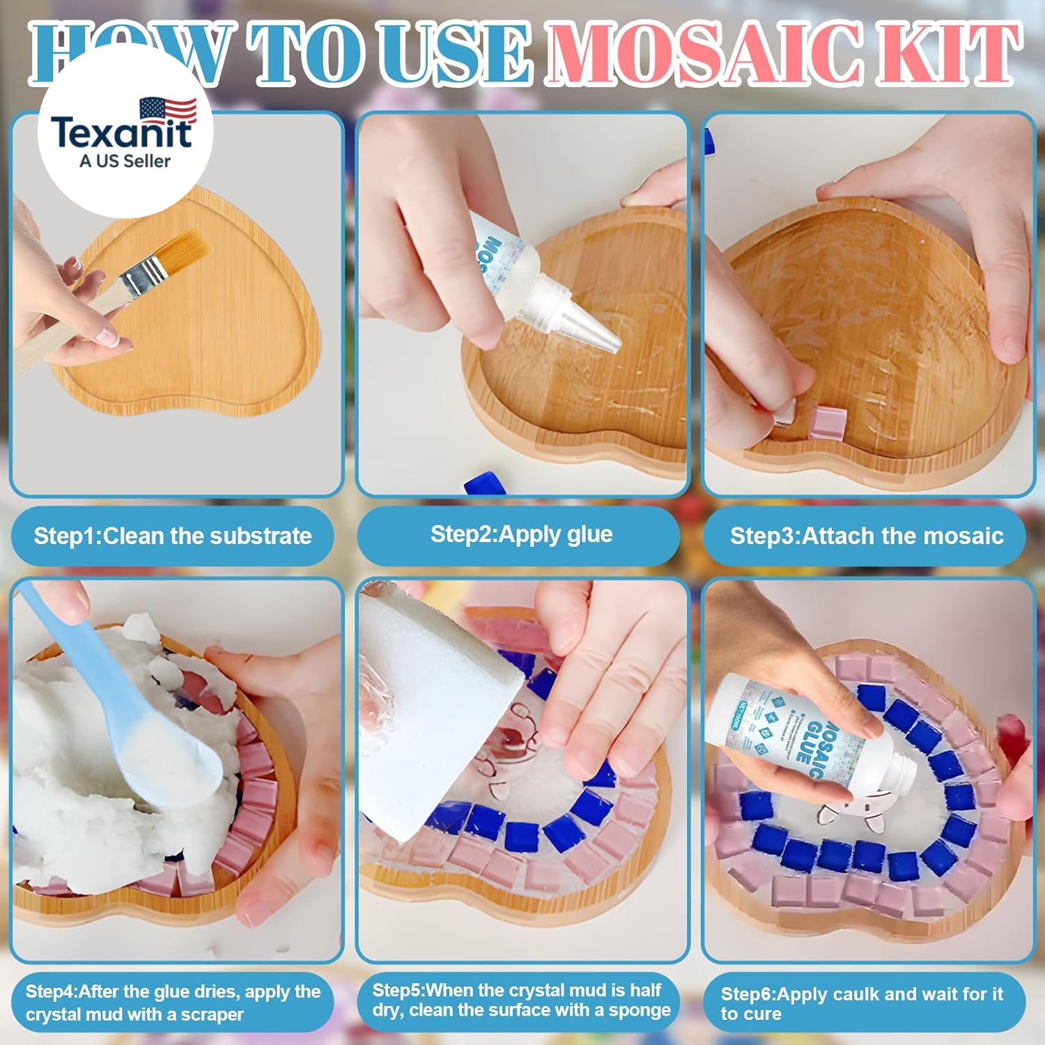 Mosaic Kit, Mosaic Grout, Glue and Seam Sealant Agent Waterproof Strong Adhesive