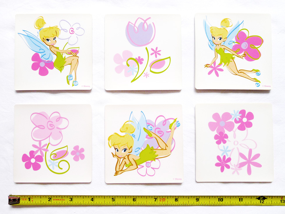 NEW IN BOX LOT 42 Pc DISNEY EEYORE & TINKERBELL TILE DECAL/Stickers 3.75 x 3.75