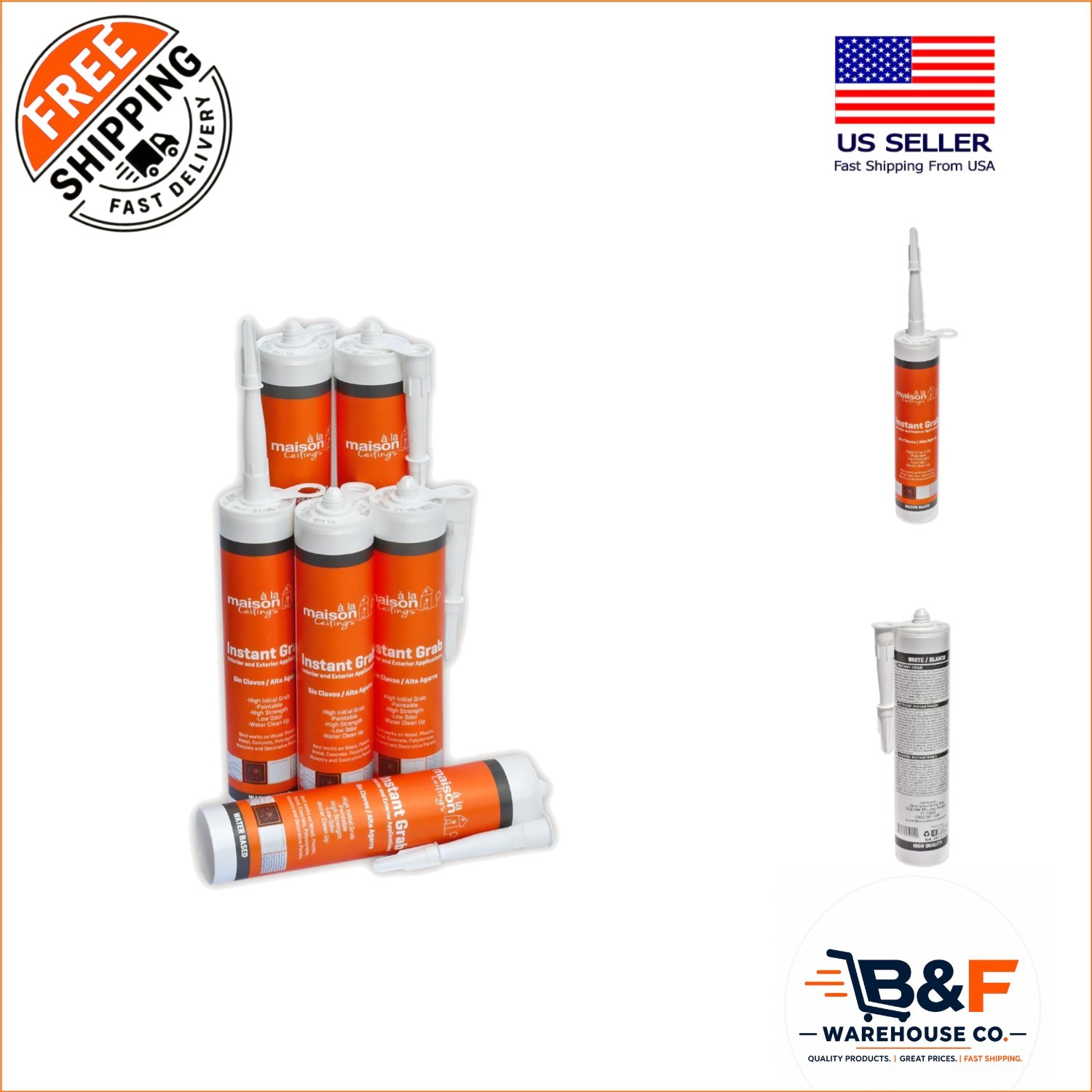 Instant Grab High-Strength White Adhesive – 6-Pack for Multi-Surface Bonding