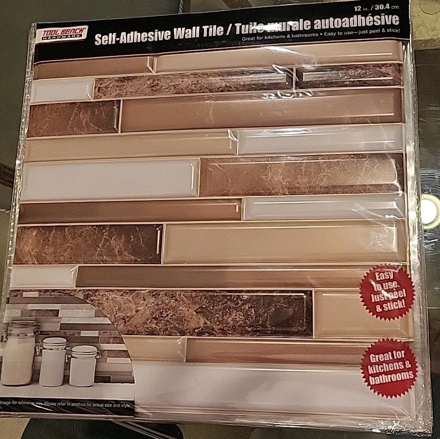 Lot 10 Sheets Soft Washable Self Adhesive Tan Brown & White Wall Tile 12×12″ New