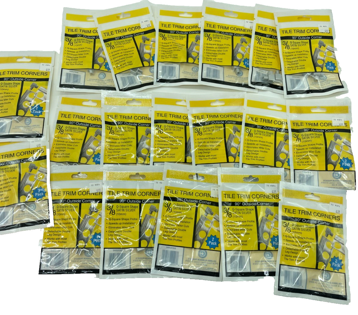 Tile Trim Corner 90° Outside Corner 3/8″ Q-Square Shape Satin Finish lot of 19