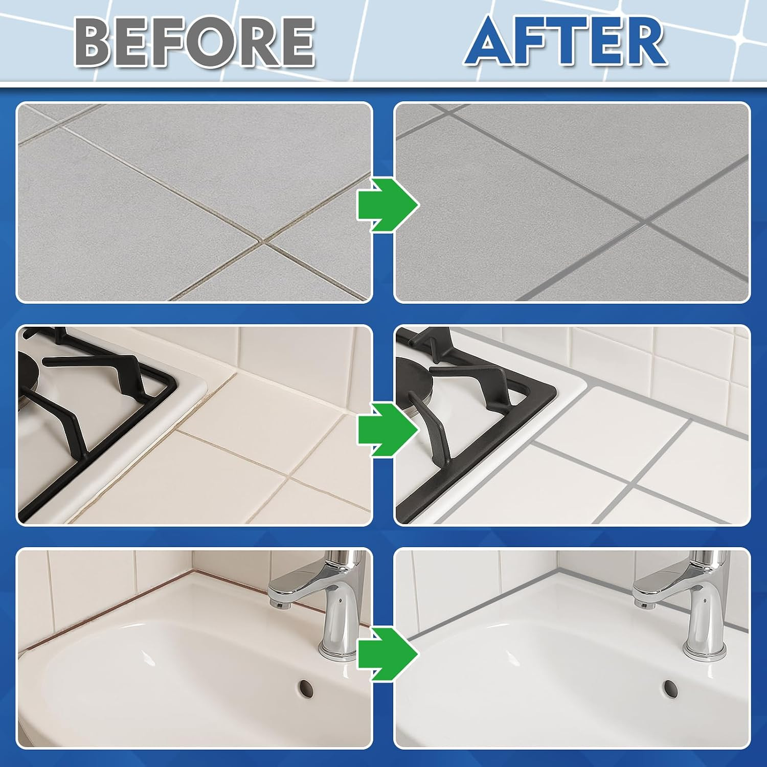 Tile Grout Repair Kit 2 Pack Fast Drying Waterproof Filler for Bathroom Kitch…