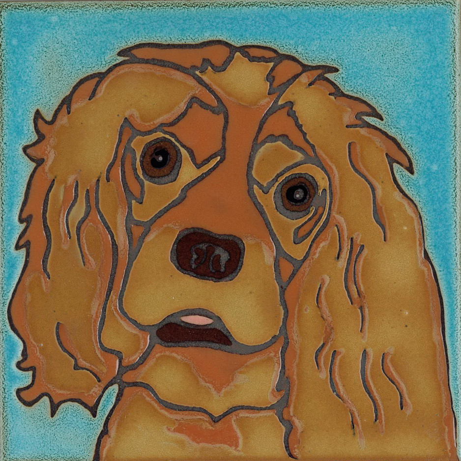 Ceramic Tile Cavalier King Charles Dog hand painted hot plate mural installation
