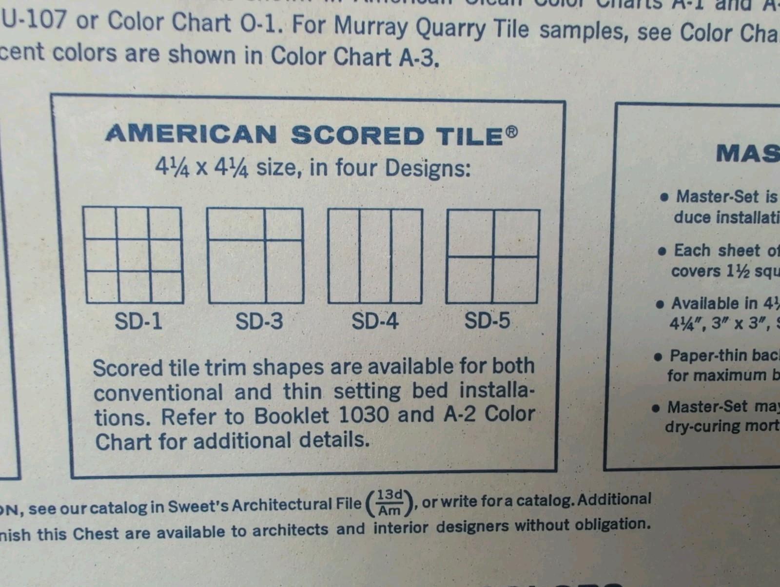 2 pcs American Olean Crystalline Aqua Blue #335 Tile 4-1/4″ SD-4 Scored 3rds USA