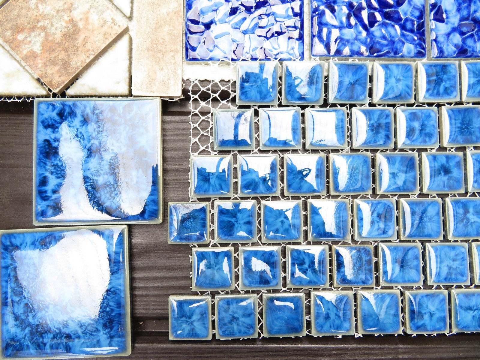 Tiles Weatherproof Assorted Craft Blues Tan Dark Light Textured & Smooth Pool